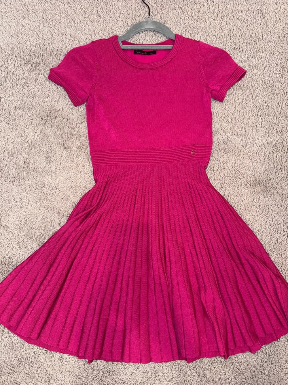 Carolina Herrera Fuchsia Pleated Knit Dress